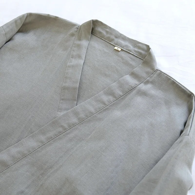 Japanska muška pidžama Kimono od gaze na vezanje Ljetna i jesenska pidžama Udobna spavaćica s rukavima u pet točaka Pedžama Muškarci