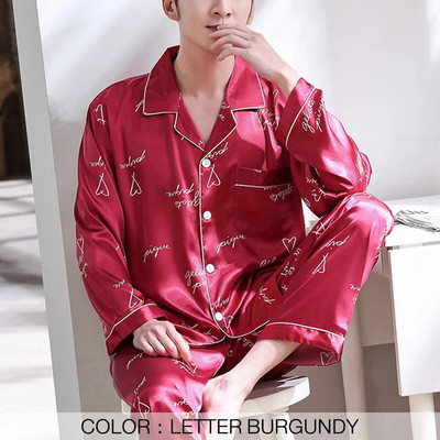 Férfi pizsama szettek Szatén pizsama Hálóruha Hálóruha Fehérnemű Hosszú ujjú Csíkos Nyomtatott Alkalmi tavaszi ősz tél SA0706