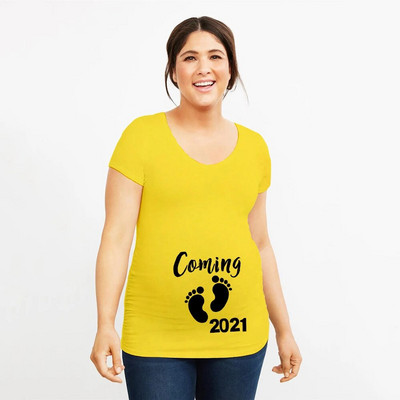 Uskoro dolazi Ljetna trudnička majica za 2021. Žene Najava trudnica Odjeća za trudnice Meka odjeća velikih veličina kratkih rukava