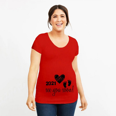 Uskoro dolazi Ljetna trudnička majica za 2021. Žene Najava trudnica Odjeća za trudnice Meka odjeća velikih veličina kratkih rukava