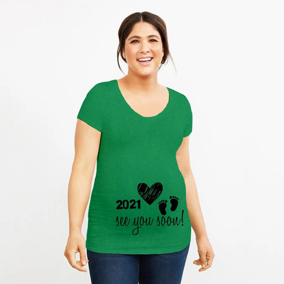 Uskoro dolazi Ljetna trudnička majica za 2021. Žene Najava trudnica Odjeća za trudnice Meka odjeća velikih veličina kratkih rukava