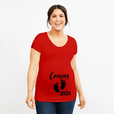 Uskoro dolazi Ljetna trudnička majica za 2021. Žene Najava trudnica Odjeća za trudnice Meka odjeća velikih veličina kratkih rukava