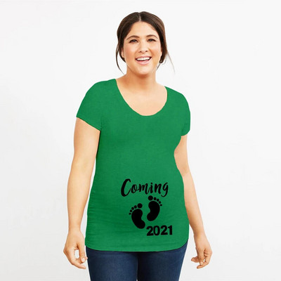 Uskoro dolazi Ljetna trudnička majica za 2021. Žene Najava trudnica Odjeća za trudnice Meka odjeća velikih veličina kratkih rukava