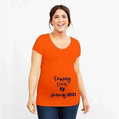 Uskoro dolazi Ljetna trudnička majica za 2021. Žene Najava trudnica Odjeća za trudnice Meka odjeća velikih veličina kratkih rukava