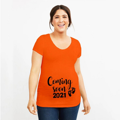 Uskoro dolazi Ljetna trudnička majica za 2021. Žene Najava trudnica Odjeća za trudnice Meka odjeća velikih veličina kratkih rukava