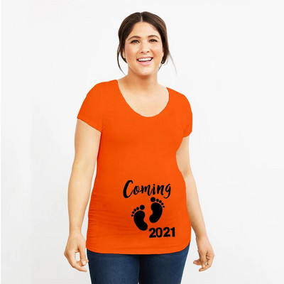 Uskoro dolazi Ljetna trudnička majica za 2021. Žene Najava trudnica Odjeća za trudnice Meka odjeća velikih veličina kratkih rukava