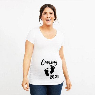 Uskoro dolazi Ljetna trudnička majica za 2021. Žene Najava trudnica Odjeća za trudnice Meka odjeća velikih veličina kratkih rukava