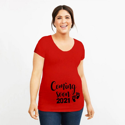 Uskoro dolazi Ljetna trudnička majica za 2021. Žene Najava trudnica Odjeća za trudnice Meka odjeća velikih veličina kratkih rukava
