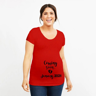 Uskoro dolazi Ljetna trudnička majica za 2021. Žene Najava trudnica Odjeća za trudnice Meka odjeća velikih veličina kratkih rukava