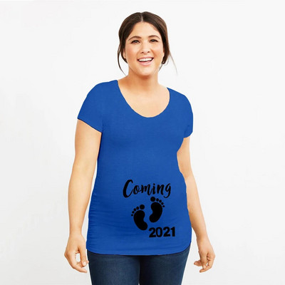 Uskoro dolazi Ljetna trudnička majica za 2021. Žene Najava trudnica Odjeća za trudnice Meka odjeća velikih veličina kratkih rukava