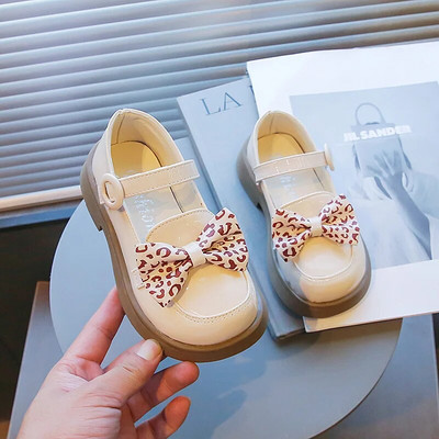Meiteņu princese Rudens Ādas Melns Balts Bowknot Slip-on Bērnu Plakanas Kurpes 26-36 Gumijas zole Neslīdoša Bērnu Causls Apavi