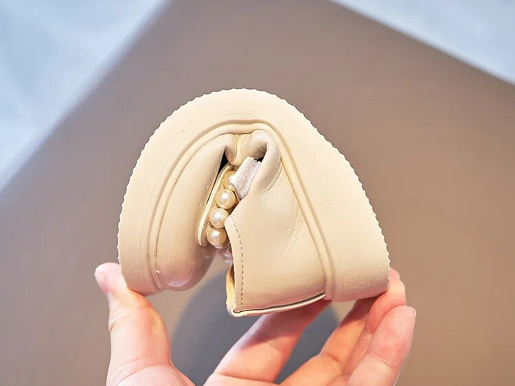 Kevad-sügis tüdrukute nahast kingad vöörisõlmega pärlitega Printsess Magusad armsad pehmed mugavad lastejalatsid lastejalatsid