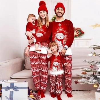 Χριστουγεννιάτικα Οικογενειακά Ασορτί Μαμά Μπαμπάς Παιδικά Σετ Πυτζάμες 2 τεμάχια Baby Rompers Casual Loose Sleepwear Xmas Family Look Πυτζάμες