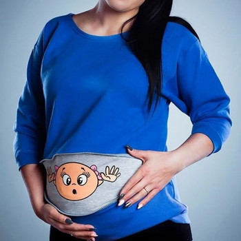 Ρούχα εγκυμοσύνης Γυναικεία μπλουζάκια μακρυμάνικα μπλουζάκια βαμβακερά αστεία μοτίβα εκτύπωσης έγκυες γυναίκες θηλάζουν ρούχα εγκυμοσύνης