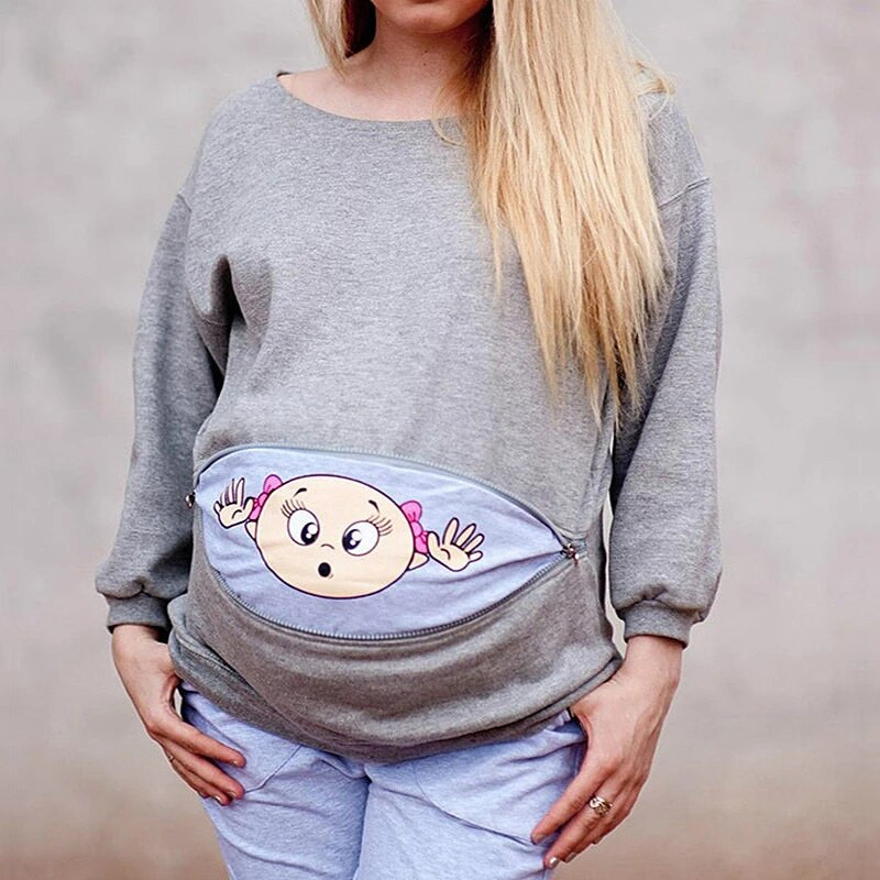 Odjeća za trudnice Ženska majica kratkih rukava Majice dugih rukava Pamuk sa smiješnim uzorcima Odjeća za trudnice koje doje