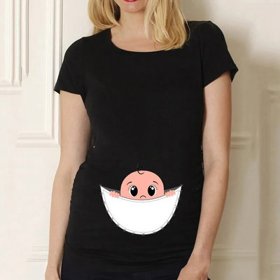 2022. gada vasara, jauns ikdienas grūtnieču apdrukas krekls ar īsām piedurknēm balts, daudzpusīgs, vienkāršs sieviešu tops T11024