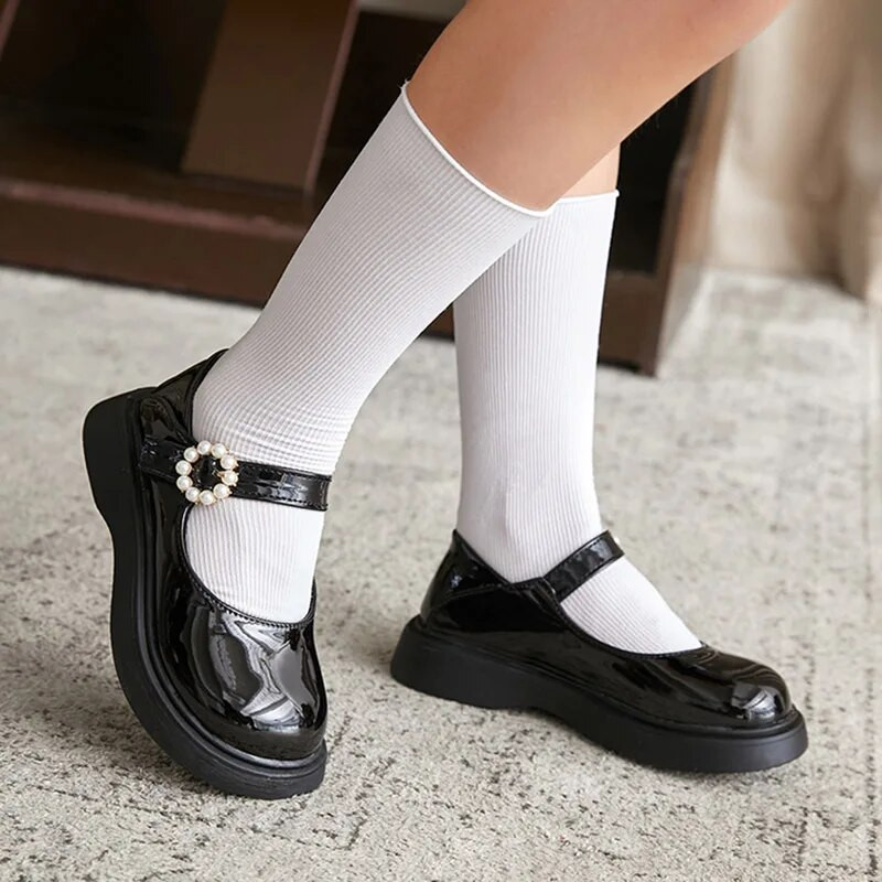 Dječje kožne cipele s bisernom kopčom Mary Jane cipele za djevojčice Oxford cipele Crne studentske školske cipele Dječja zabava Dance Vjenčanice