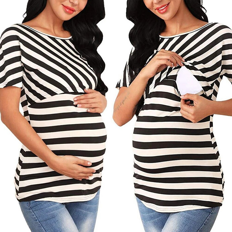 Odjeća za trudnice Kratki rukavi s okruglim izrezom Majica kratkih rukava za dojenje Majica za trudnice Majice za dojenje Majice za dojenje