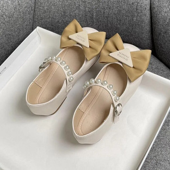 2023 Νέα μαλακά κορίτσια Mary Janes για πάρτι γαμήλια σόου Μαλακά αναπνεύσιμα απλά παιδικά μαργαριτάρια παπούτσια Princess Hook & Loop