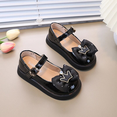 2023. g. Jauni, mazi, mazi, meiteņu apavi bērniem, neslīdoši, apaļiem purngaliem, bērnu modes kroņa āķa un cilpas princešu apavi.