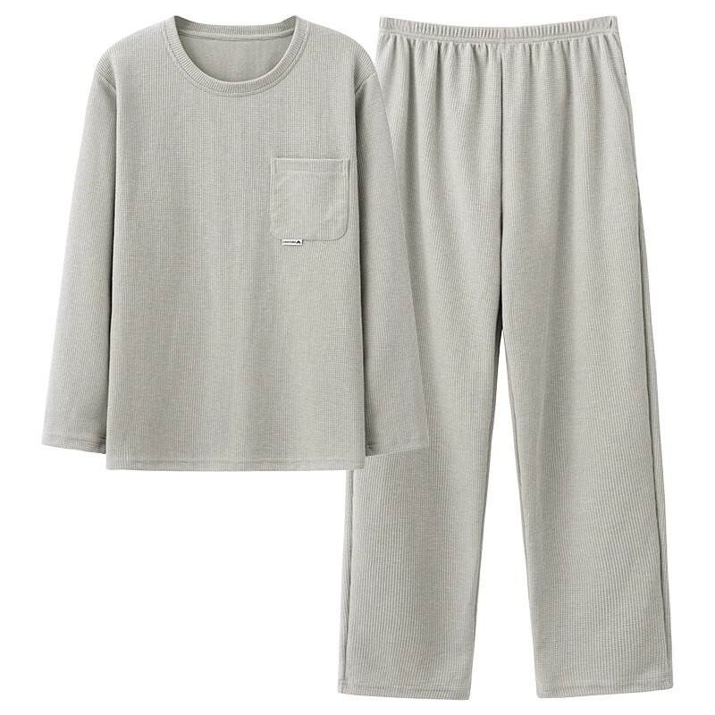 Big Yards L-4XL teljes pamut pizsama férfi pizsama para hombre hosszú ujjú, alkalmi hálóruha férfi háziruha tömör pizsama szett férfiaknak