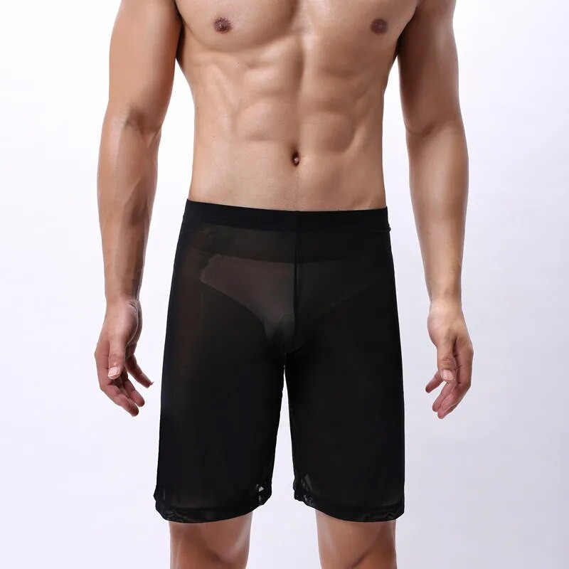 Seksīgs vīrietis, siets, guļambikses, guļamveļa šorti, caurredzami caurspīdīgi geju, smieklīgi atpūtas bikses zīmola mājas apģērbi vasarā