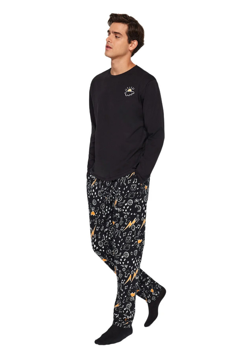 Trendyol muška galaxy kućna odjeća s dugim rukavima, obični komplet pidžame