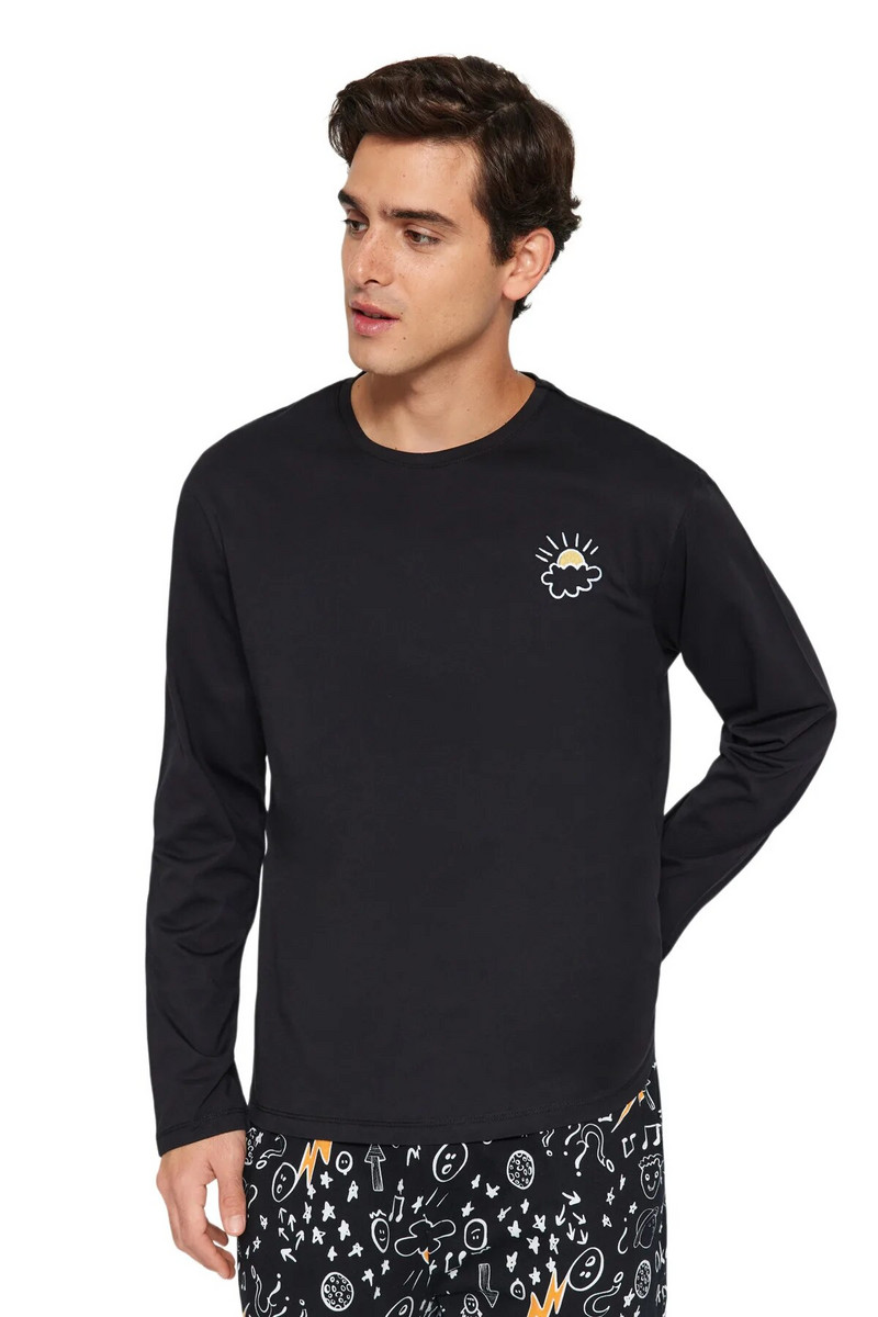 Trendyol muška galaxy kućna odjeća s dugim rukavima, obični komplet pidžame