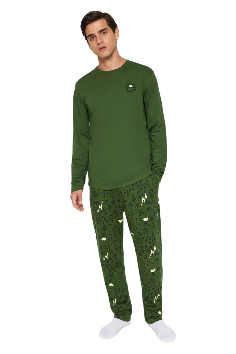 Trendyol muška galaxy kućna odjeća s dugim rukavima, obični komplet pidžame