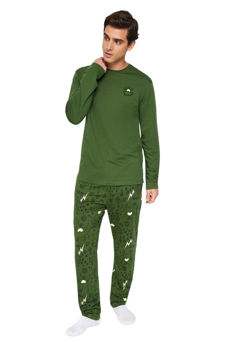 Trendyol muška galaxy kućna odjeća s dugim rukavima, obični komplet pidžame