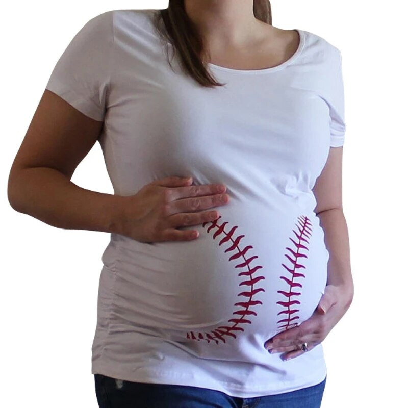 Visokokvalitetne majice za trudnice Pamučne kratke rukave s printom za bebe Široke ženske majice kratkih rukava Majice za trudnice Duge majice za trudnice
