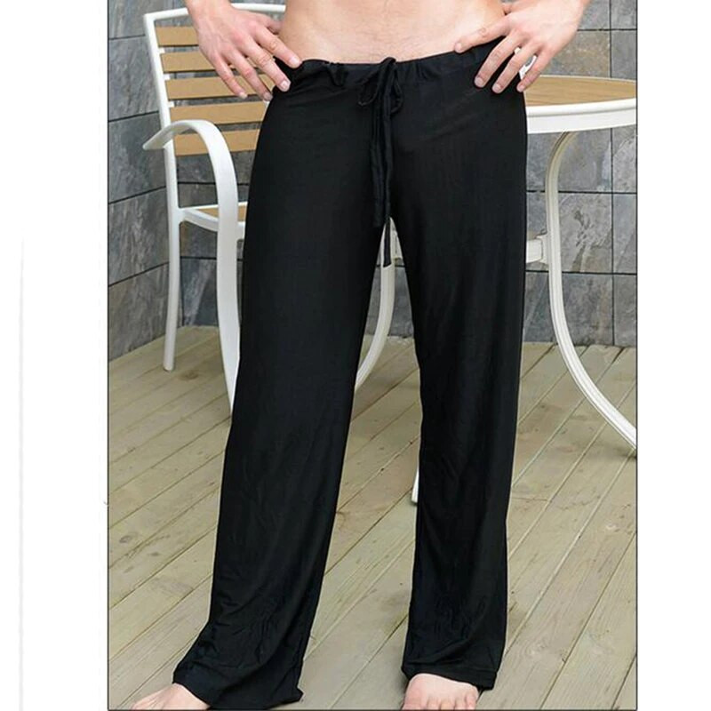 KWAN.Z pidžamas vīriešiem seksīgas kaklasaites legingi ērtas mājas naktsveļa brīvā laika platas kājas pidžamas vīriešu miega apakšas roupas