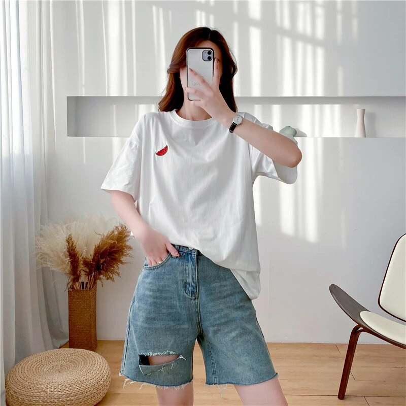 Jednobojne ženske majice s vezom kratkih rukava Originalna najava trudnoće Trudnice 9127P