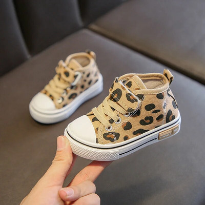 Rudens Meiteņu apavi Leopards Bērnu Ikdienas Kanva Zābaki Apavi Zīdaiņu Apavi Toddler Mazi Bērni Princešu meitene Mode Mīkstas kedas