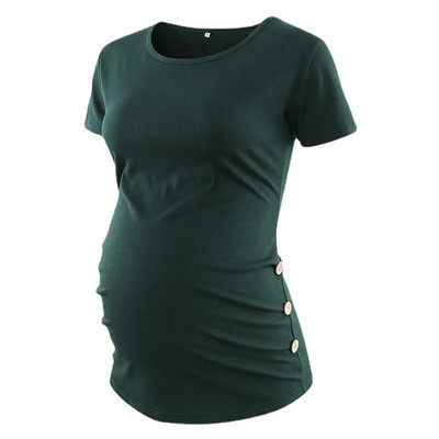 Majica kratkih rukava za trudnice Ležerna ženska majica kratkih rukava s okruglim izrezom Ljetna jednobojna majica za trudnice, udobna majica