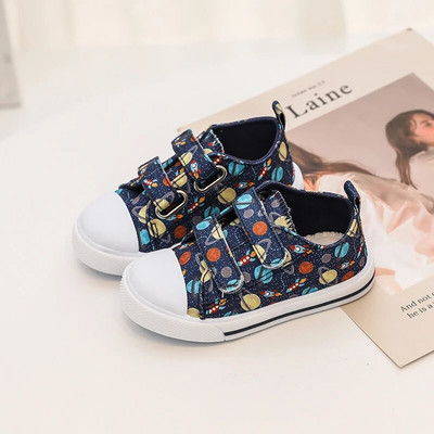 Baba vászoncipő lányoknak aranyos nyomott tornacipők fiúknak gyerekeknek kényelmes vászon alkalmi sportcipők lapos sarkú gyerekcipők