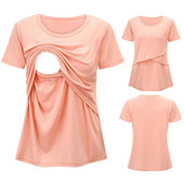 Majica za trudnice, dojilje, ležerna odjeća za trudnice, majice kratkih rukava, O-izreza i dojilja, široka majica velikih veličina S-2XL