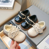 Nove zimske kožne cipele za djevojčice Mary Jane Modne sjajne krznene tople plišane dječje ravne cipele Elegantne dječje cipele za princezu s mašnama