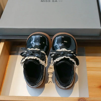 Nove zimske kožne cipele za djevojčice Mary Jane Modne sjajne krznene tople plišane dječje ravne cipele Elegantne dječje cipele za princezu s mašnama