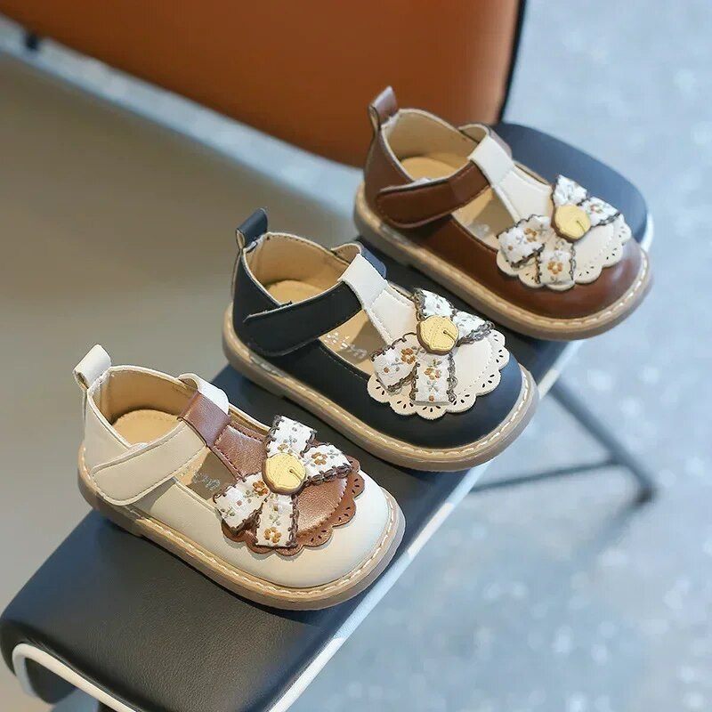 Kožne cipele za djevojčice Jesen u Lolita stilu Svestrane dječje cipele Mary Jane Modne dječje jednostruke cipele za princezu s naboranim rubovima