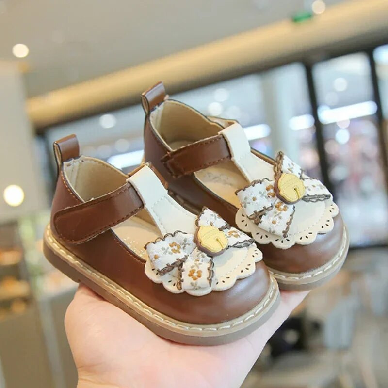 Kožne cipele za djevojčice Jesen u Lolita stilu Svestrane dječje cipele Mary Jane Modne dječje jednostruke cipele za princezu s naboranim rubovima
