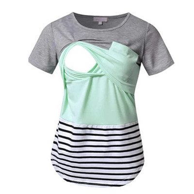 Nova trudnička odjeća Ležerne majice za dojenje Majica s prugastim printom Ženska trudnička bluza kratkih rukava