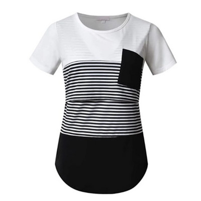 Nova trudnička odjeća Ležerne majice za dojenje Majica s prugastim printom Ženska trudnička bluza kratkih rukava