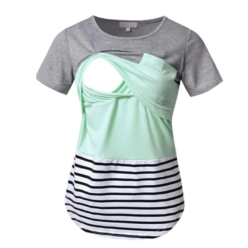 Nova trudnička odjeća Ležerne majice za dojenje Majica s prugastim printom Ženska trudnička bluza kratkih rukava
