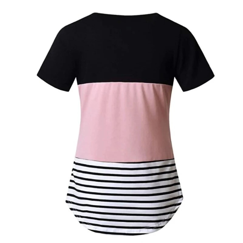 Nova trudnička odjeća Ležerne majice za dojenje Majica s prugastim printom Ženska trudnička bluza kratkih rukava
