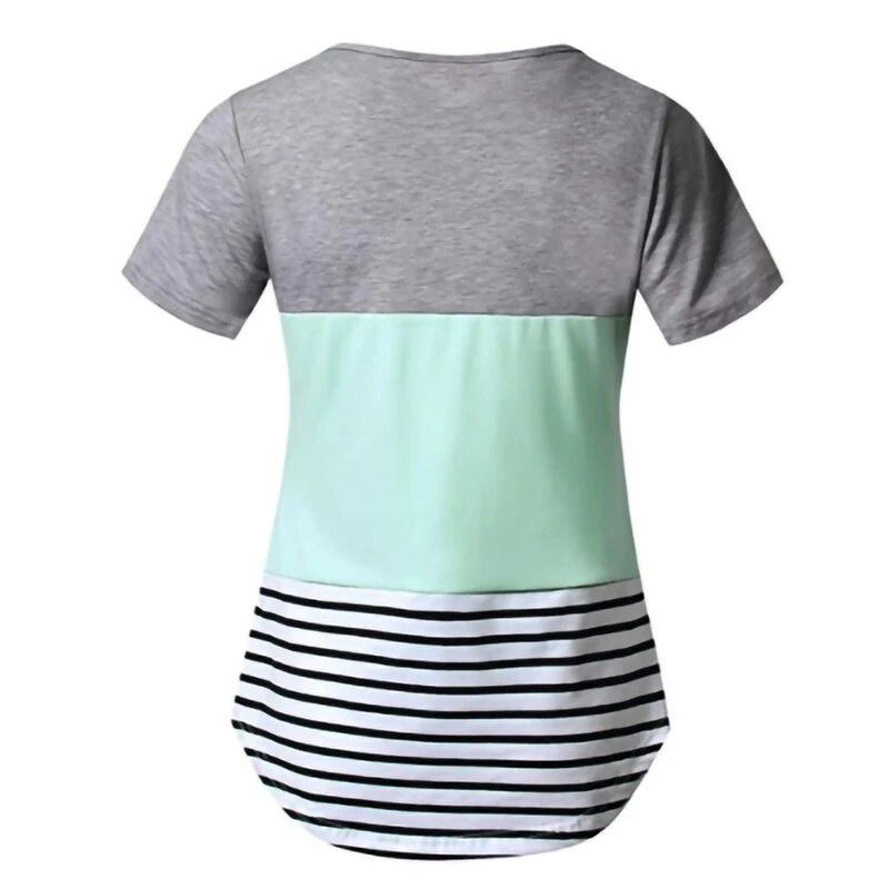 Nova trudnička odjeća Ležerne majice za dojenje Majica s prugastim printom Ženska trudnička bluza kratkih rukava