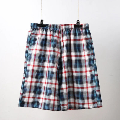 Bokserice Muško donje rublje Pamučne muške kratke hlače Prozračne karirane tkane kratke hlače Muške gaće Velike veličine Široke donjice srednje visine