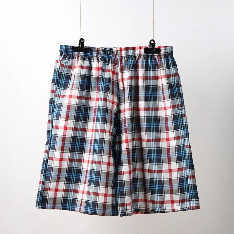 Bokserice Muško donje rublje Pamučne muške kratke hlače Prozračne karirane tkane kratke hlače Muške gaće Velike veličine Široke donjice srednje visine