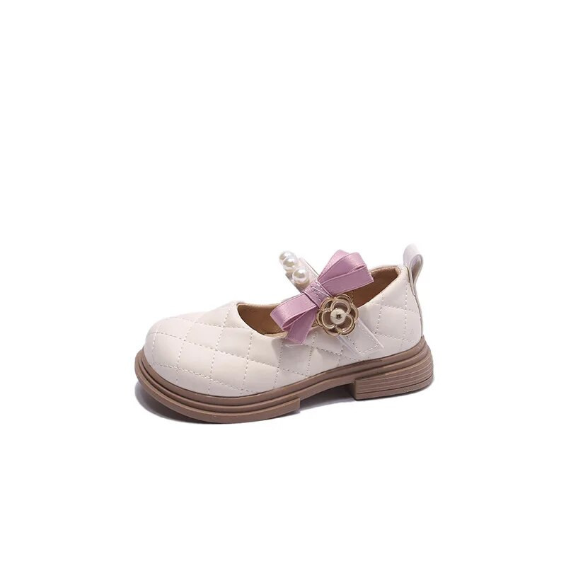 Bērnu priekšnesums Mērijas Džeinsas modes lolitas stila meiteņu pērļu sekla Mary Janes āķa un cilpas ziedi bērniem jaukas ādas apavi