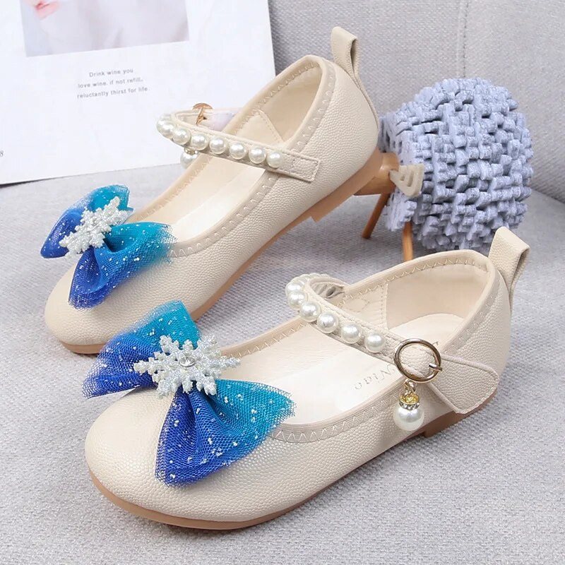 Meitenes Mary Janes Rhinestone Snow Four Seasons Kids Princess Ādas apavi Moderna Mode Pērļošana Bērnu ballīšu kleita Plakanas kurpes
